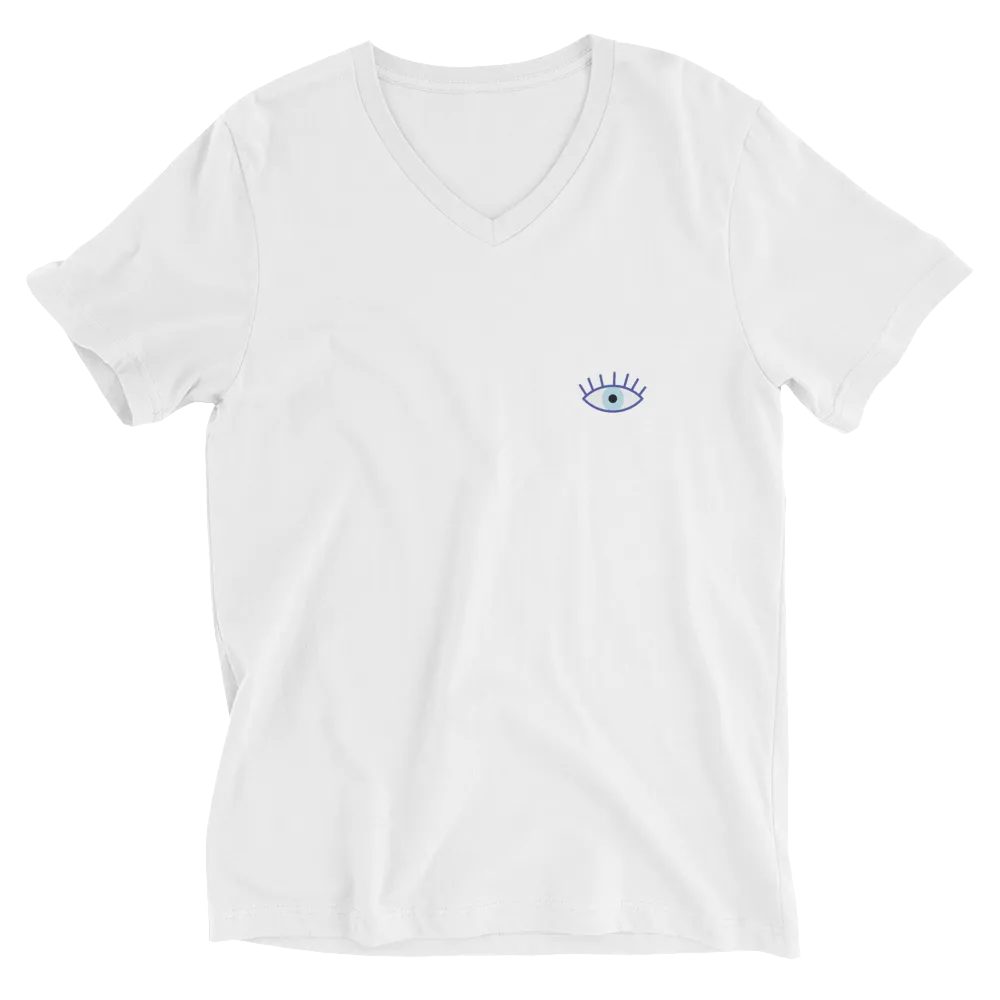 Evil Eye Short V-Neck T-Shirt White
