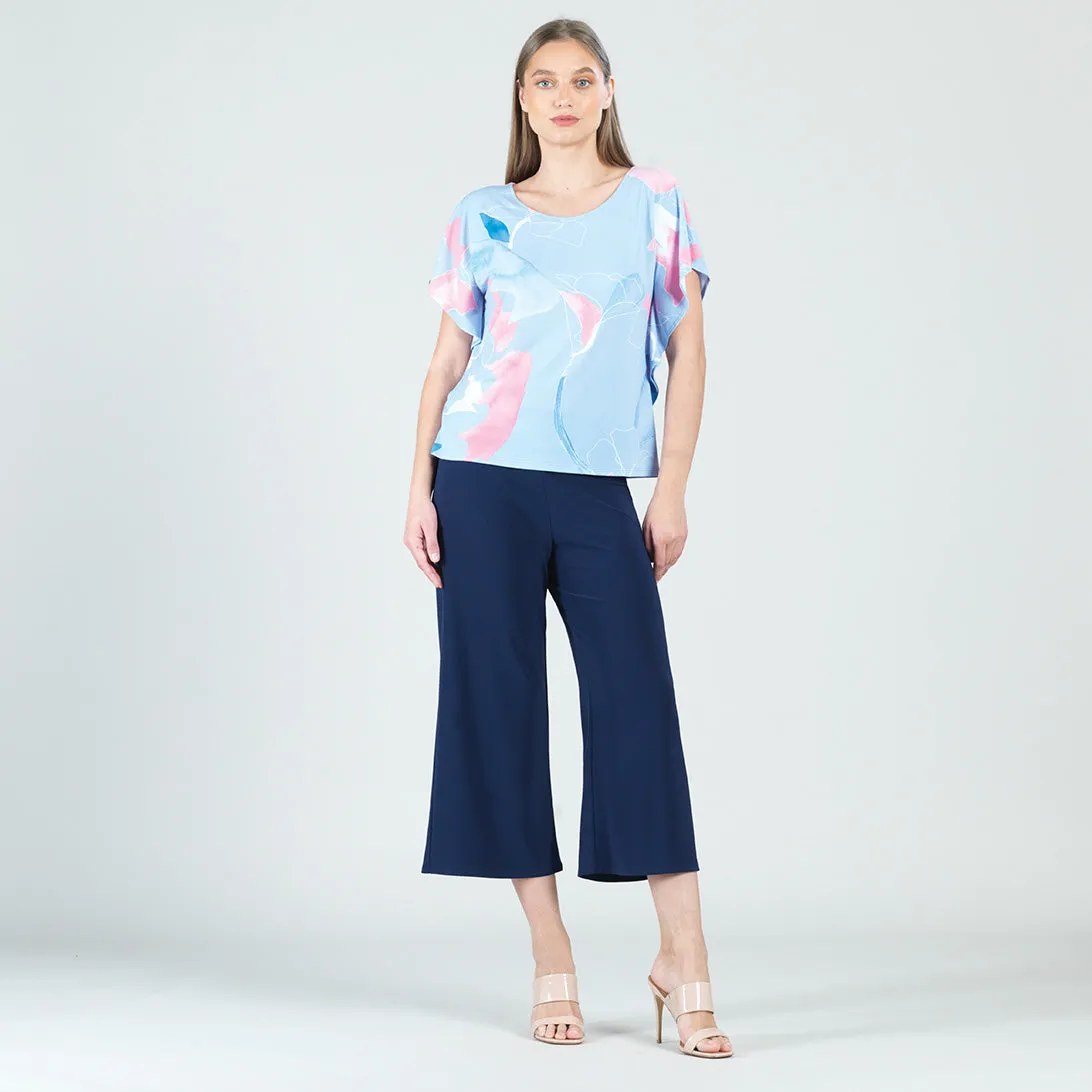 Floral Sketch Caftan Flutter Sleeve Top - Peri/Pink - Final Sale!