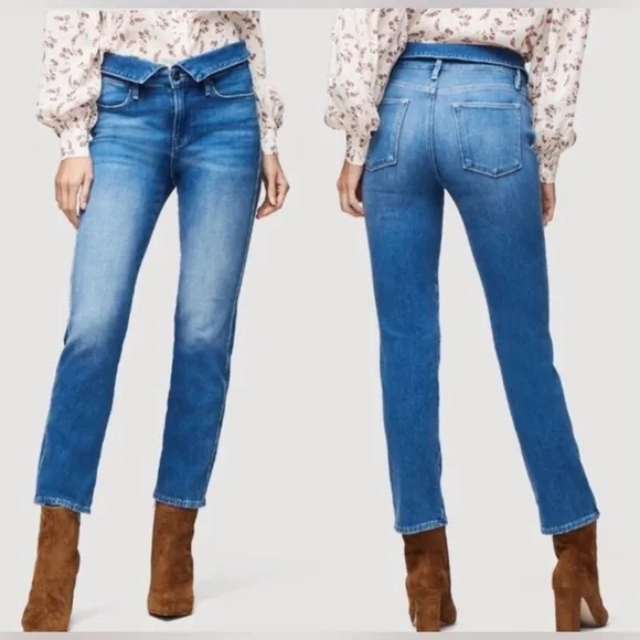 Frame Denim Jeans,  Le High Straight Fold Over Waist, Size 28 in Stallis