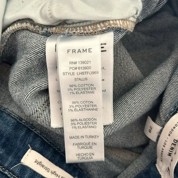 Frame Denim Jeans,  Le High Straight Fold Over Waist, Size 28 in Stallis