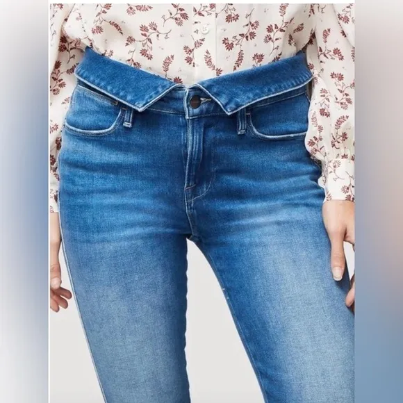 Frame Denim Jeans,  Le High Straight Fold Over Waist, Size 28 in Stallis