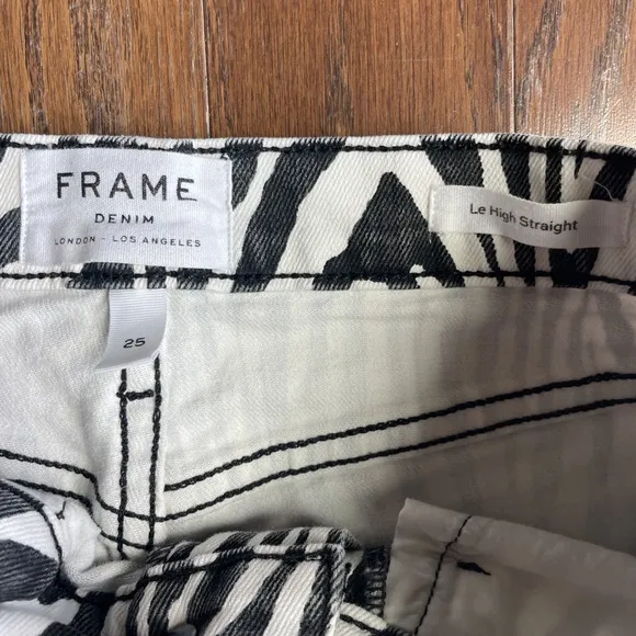 FRAME Le High Straight-Leg Zebra Jeans high rise women's size 25 cotton