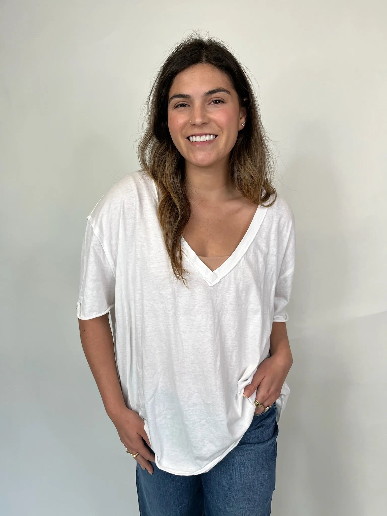 Free People Nina V Tee Ivory