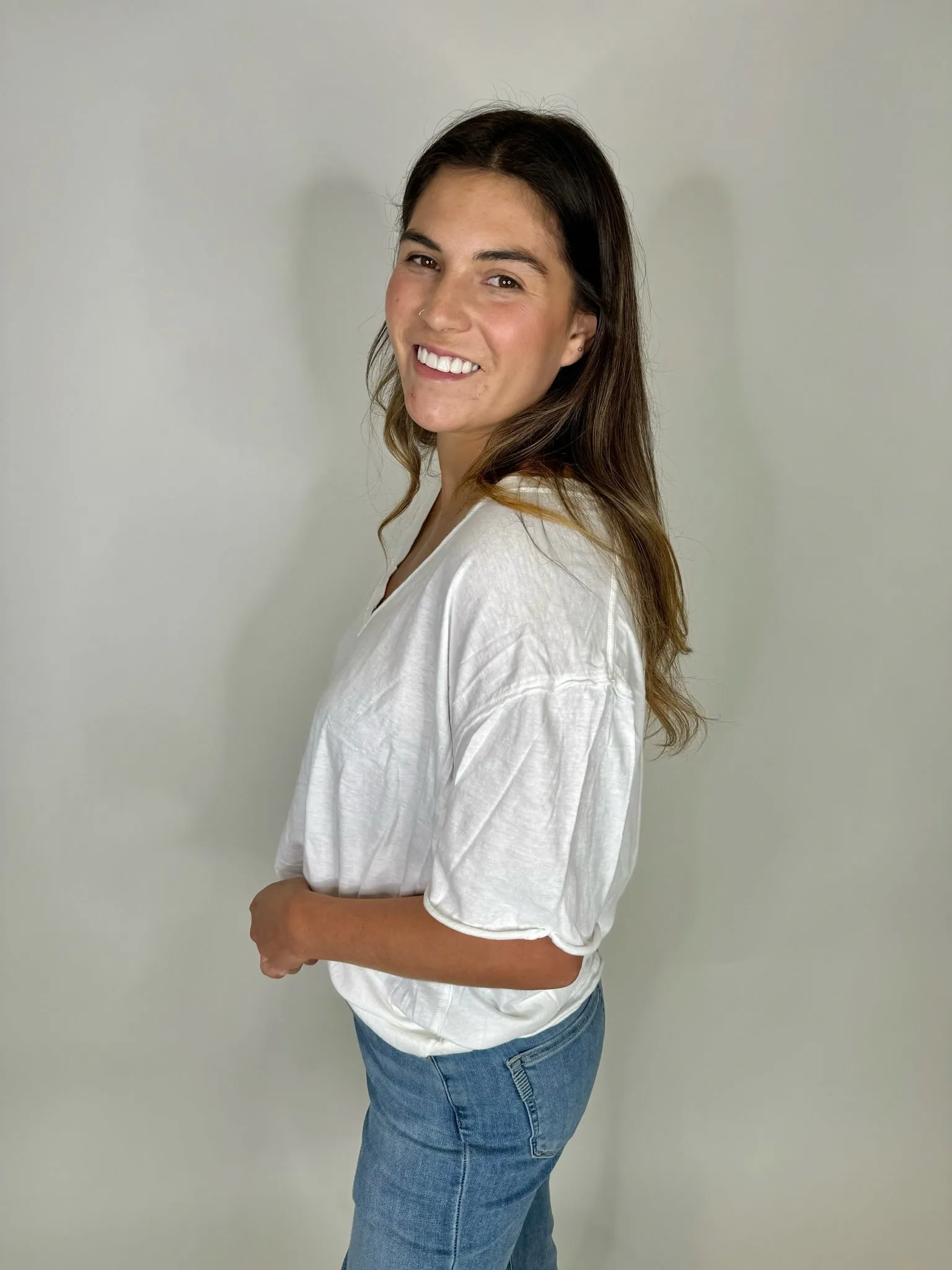 Free People Nina V Tee Ivory