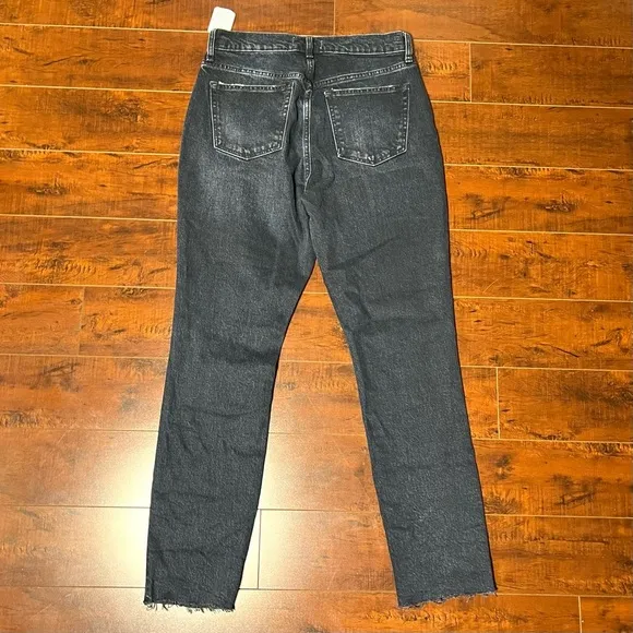 FREE PEOPLE We The Free Denim High Rise Distressed Black Raw Hem Jeans Size 29