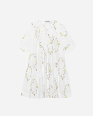 Gathered Panel V-neck Dress - Bright White