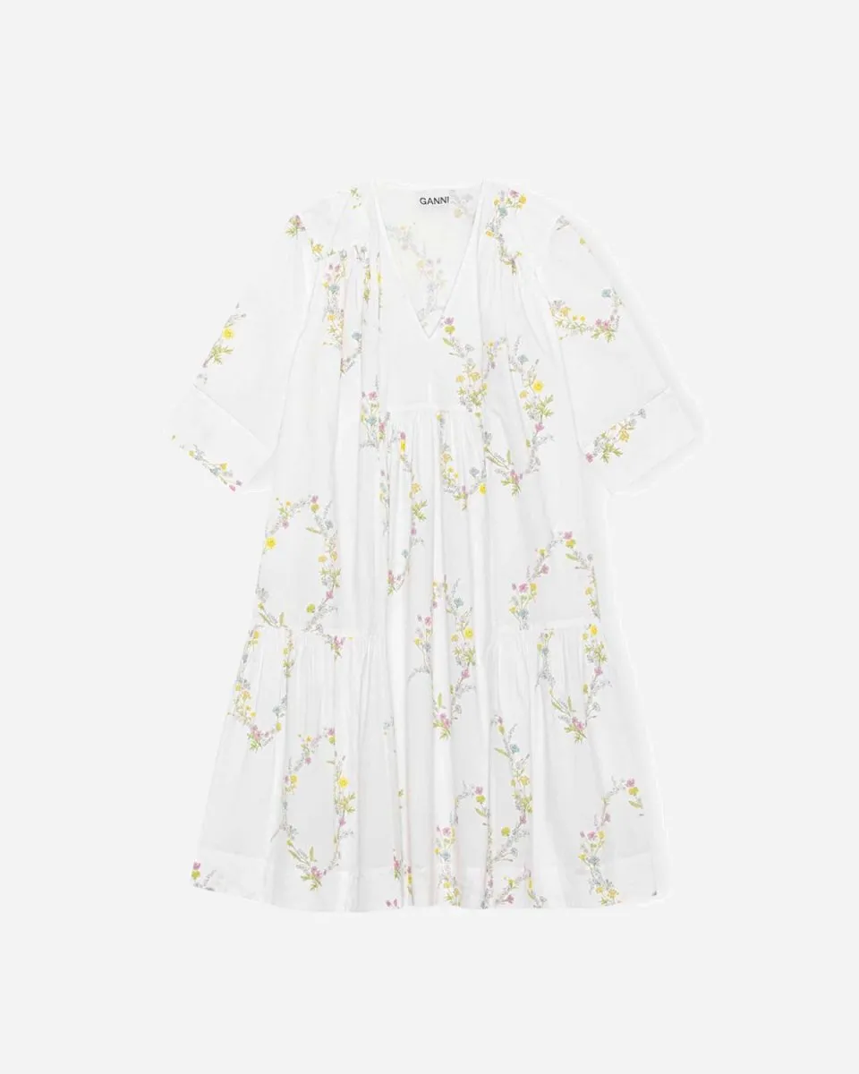 Gathered Panel V-neck Dress - Bright White