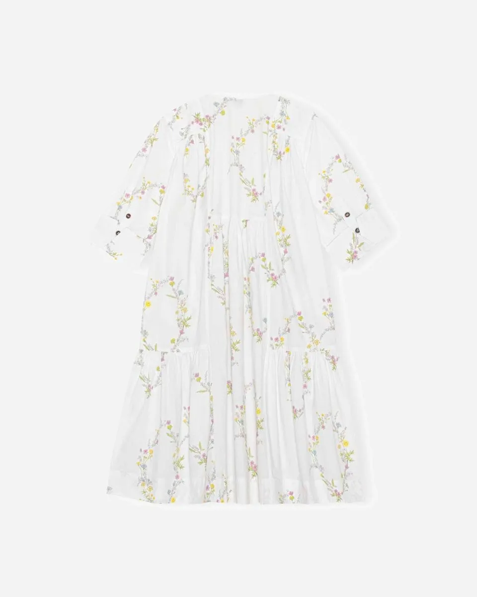Gathered Panel V-neck Dress - Bright White