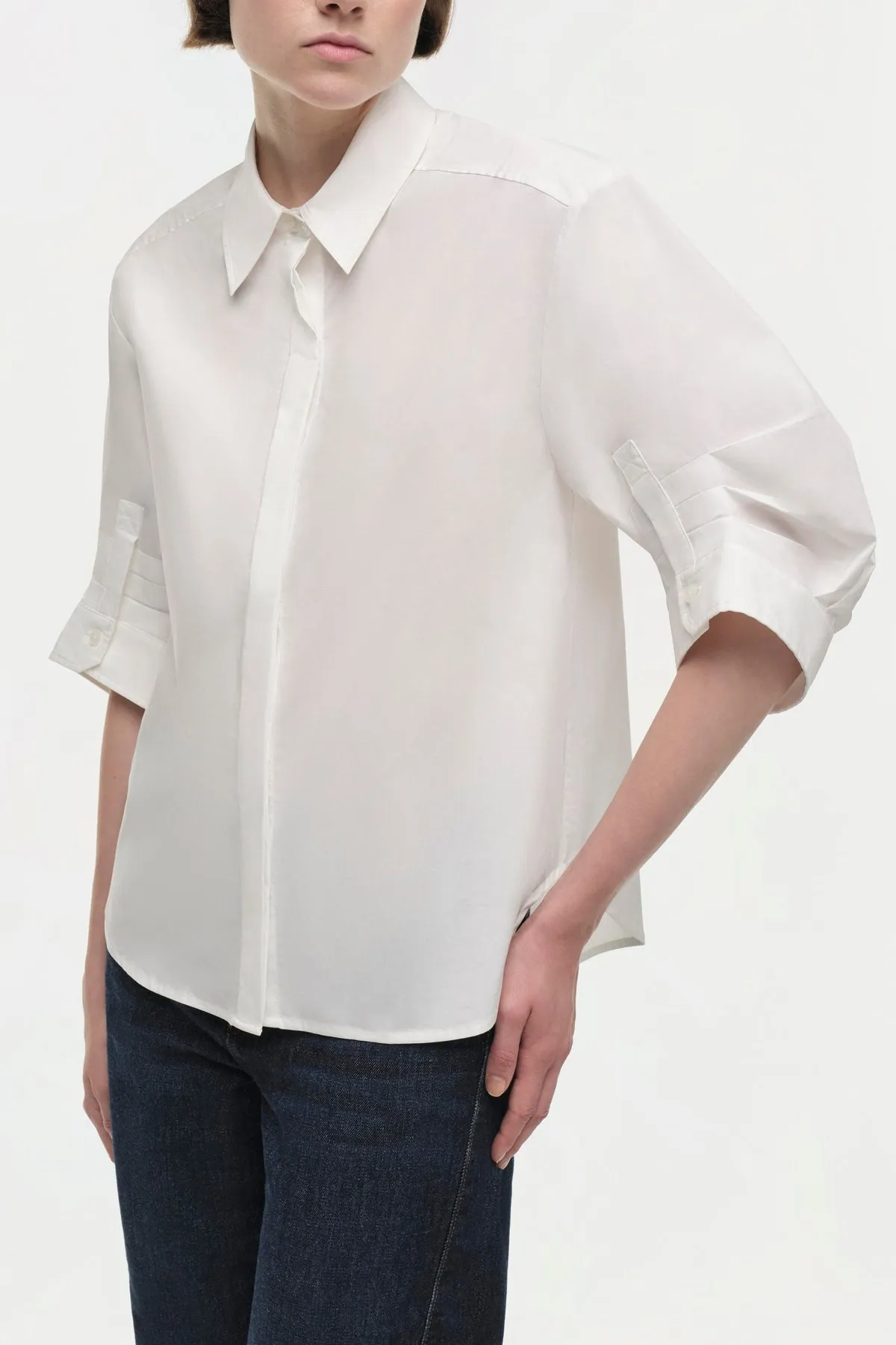 Gemma Three Quarter Sleeve Shirt in White