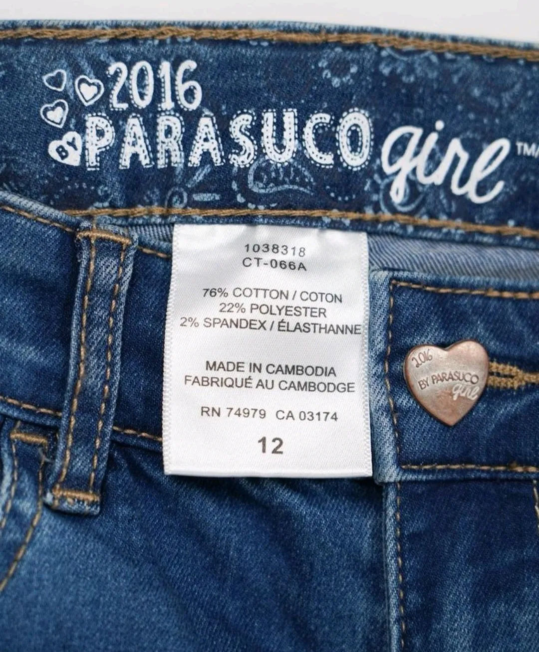 GIRL SIZE 12 YEARS - PARASUCO Girl, Straight Leg, Soft Stretch Jeans EUC B15