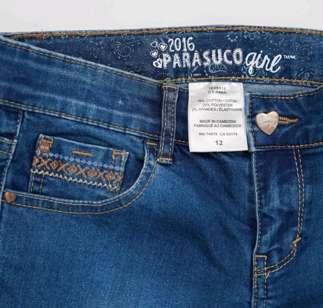 GIRL SIZE 12 YEARS - PARASUCO Girl, Straight Leg, Soft Stretch Jeans EUC B15
