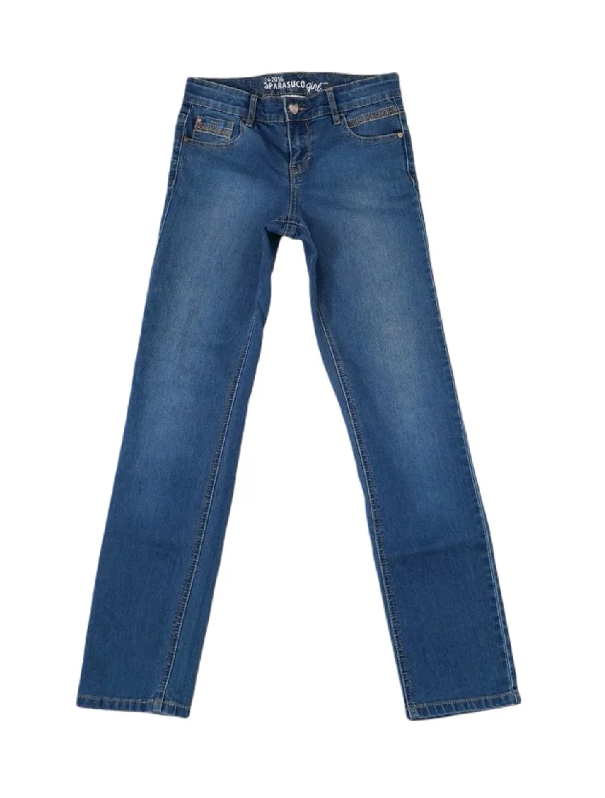 GIRL SIZE 12 YEARS - PARASUCO Girl, Straight Leg, Soft Stretch Jeans EUC B15