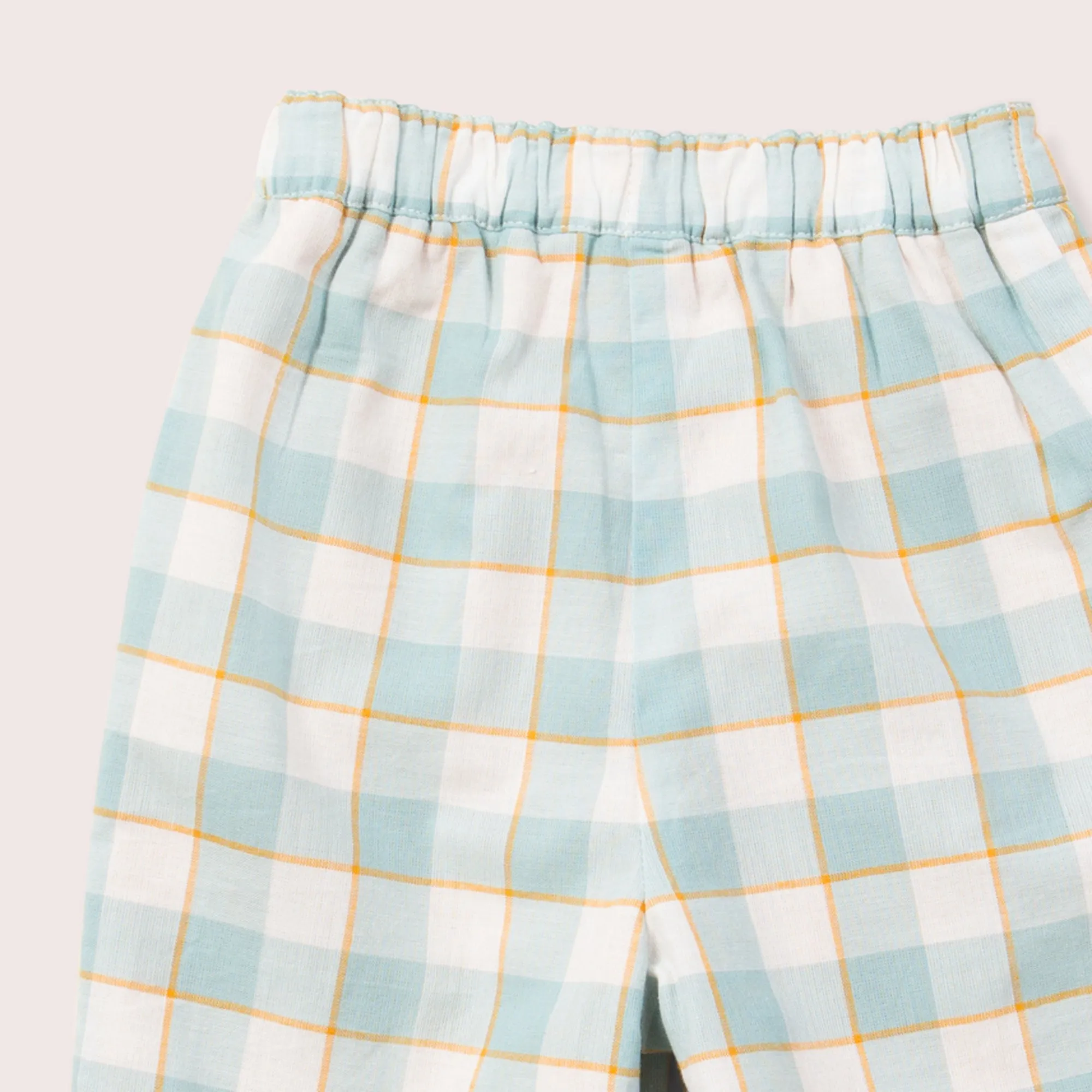 Gold & Blue Checkered Reversible Pull On Trousers