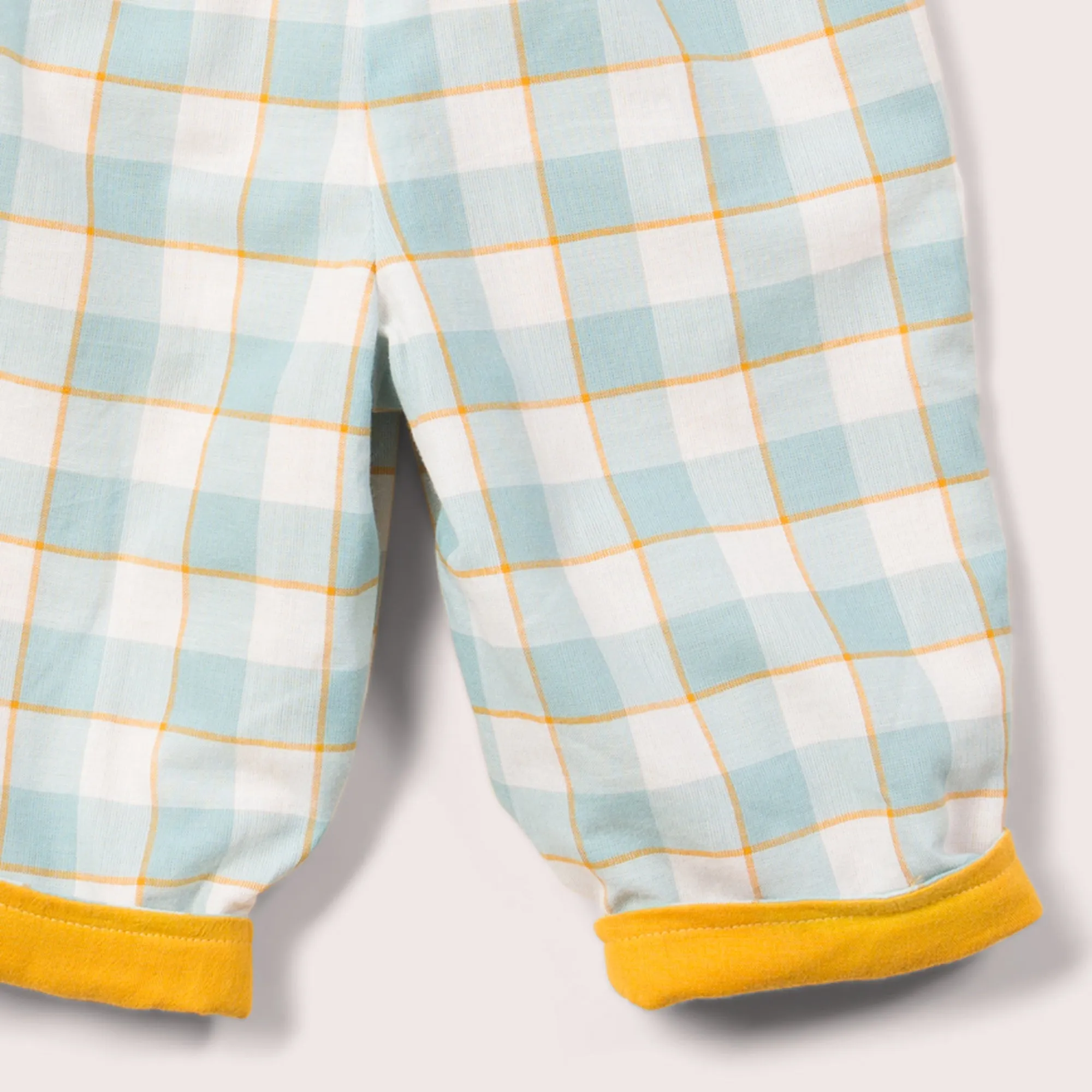 Gold & Blue Checkered Reversible Pull On Trousers