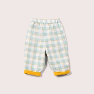 Gold & Blue Checkered Reversible Pull On Trousers