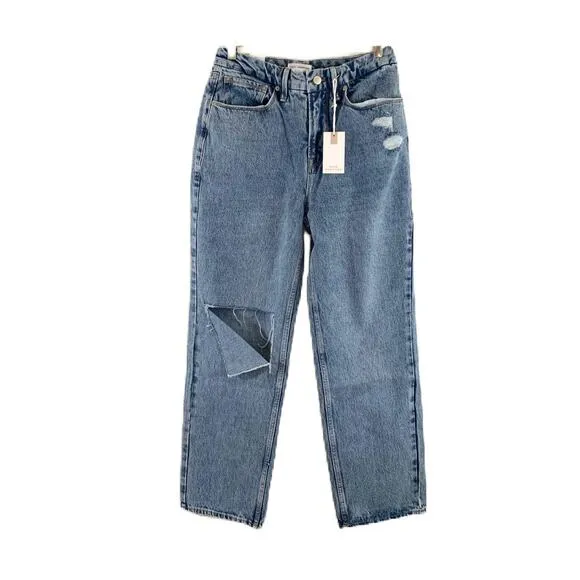 Good American '90s Duster Straight Leg Jeans In Blue950 6/28 NWT