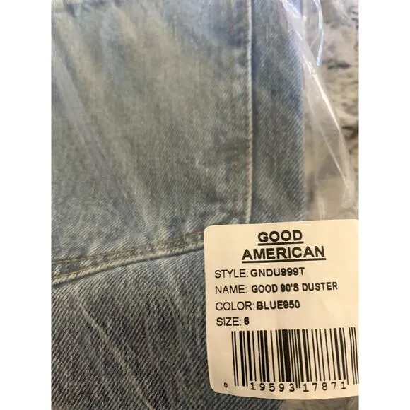 Good American '90s Duster Straight Leg Jeans In Blue950 6/28 NWT