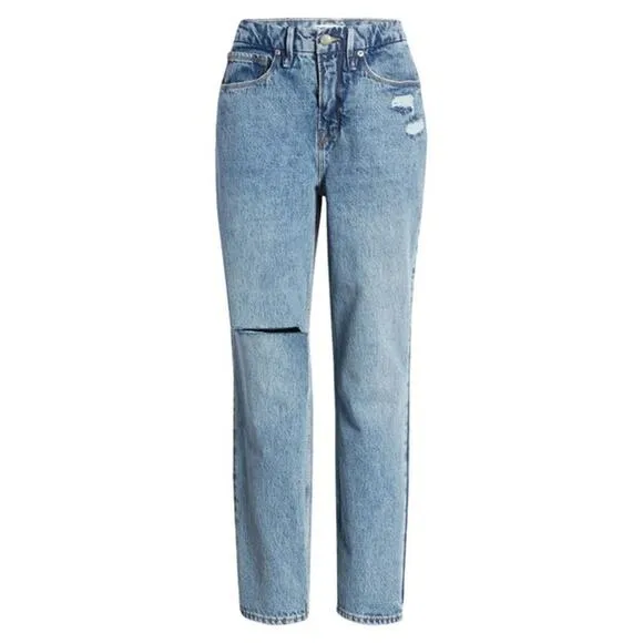 Good American '90s Duster Straight Leg Jeans In Blue950 6/28 NWT