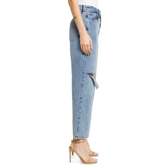 Good American '90s Duster Straight Leg Jeans In Blue950 6/28 NWT