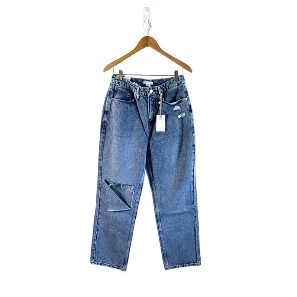 Good American '90s Duster Straight Leg Jeans In Blue950 6/28 NWT