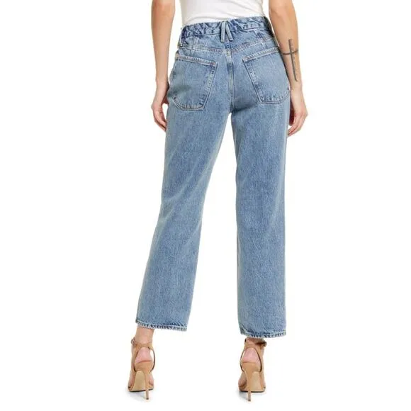 Good American '90s Duster Straight Leg Jeans In Blue950 6/28 NWT