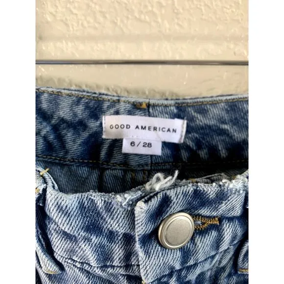 Good American '90s Duster Straight Leg Jeans In Blue950 6/28 NWT