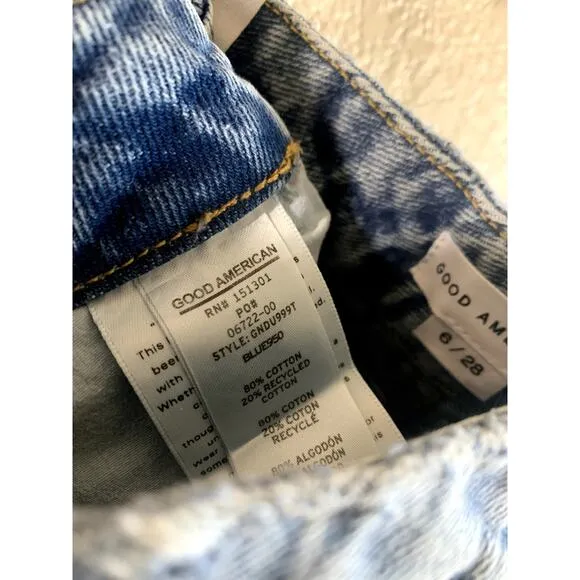 Good American '90s Duster Straight Leg Jeans In Blue950 6/28 NWT