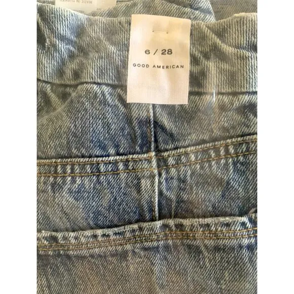 Good American '90s Duster Straight Leg Jeans In Blue950 6/28 NWT