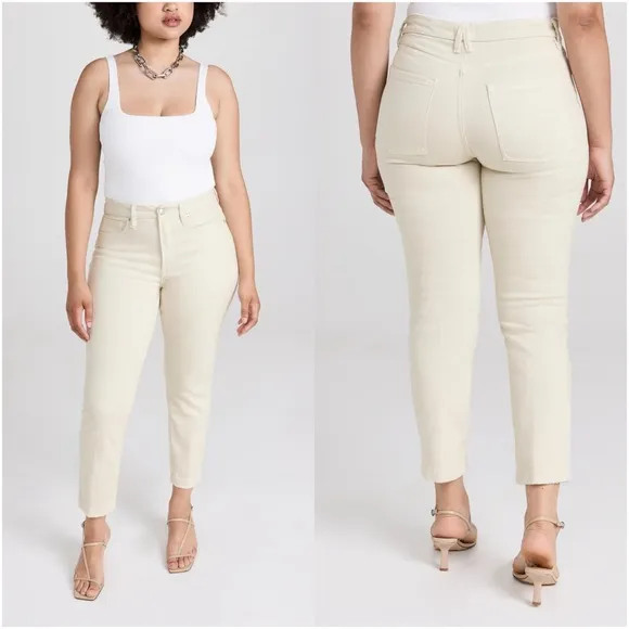 GOOD AMERICAN Good Classic High Rise Slim Straight in Bone001
