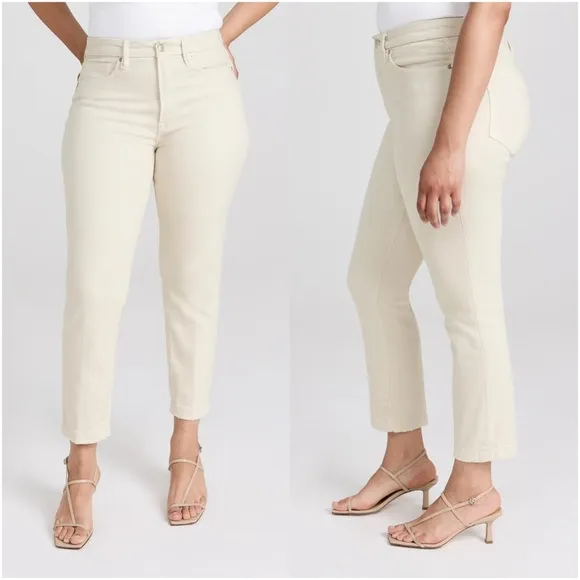 GOOD AMERICAN Good Classic High Rise Slim Straight in Bone001