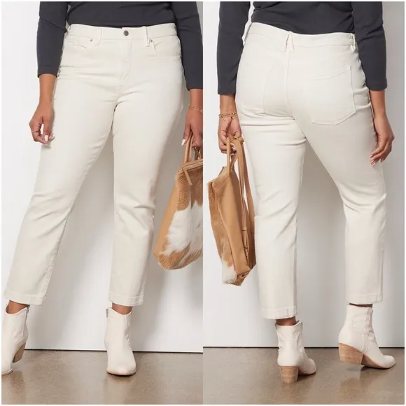 GOOD AMERICAN Good Classic High Rise Slim Straight in Bone001