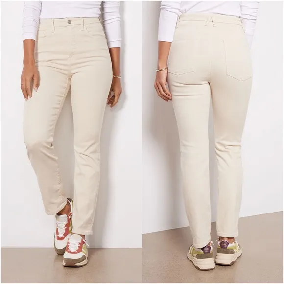 GOOD AMERICAN Good Classic High Rise Slim Straight in Bone001
