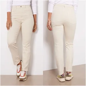 GOOD AMERICAN Good Classic High Rise Slim Straight in Bone001
