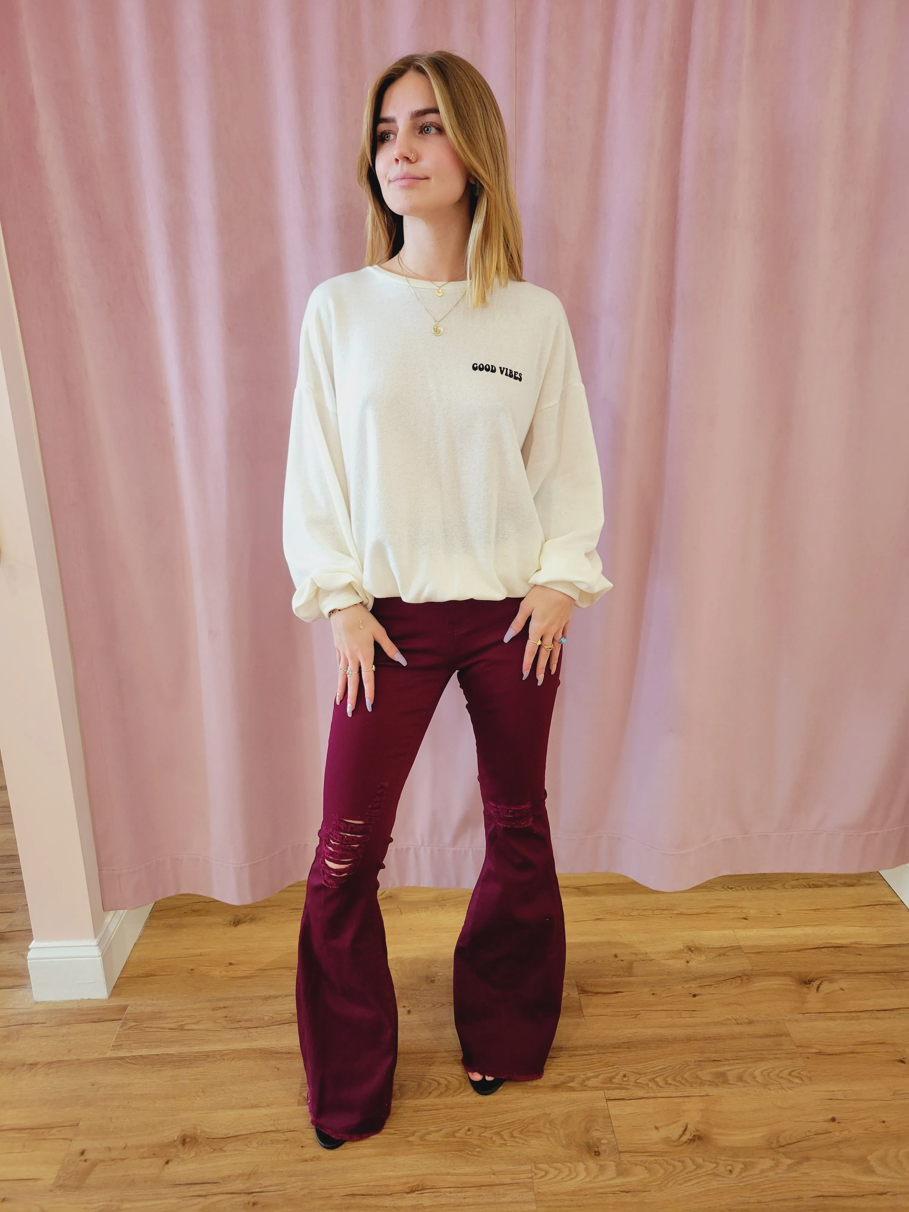 Good Vibes Top- Cream