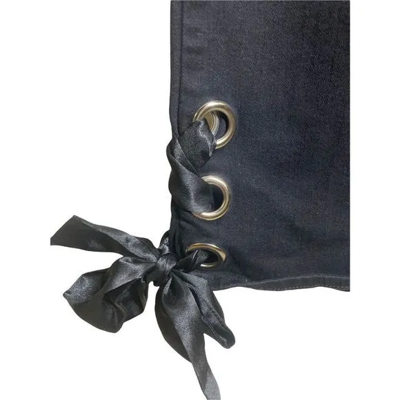Good American Black Straight Leg Ankle Lace Up Ribbon Jeans GASLALU452