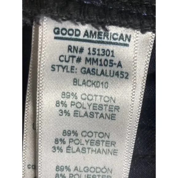 Good American Black Straight Leg Ankle Lace Up Ribbon Jeans GASLALU452