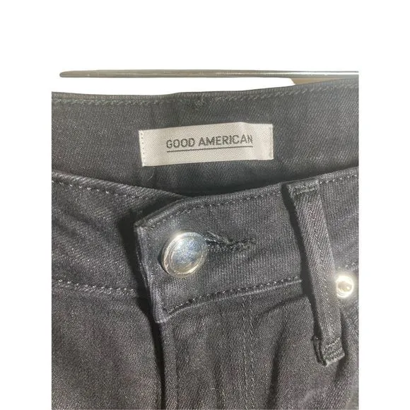 Good American Black Straight Leg Ankle Lace Up Ribbon Jeans GASLALU452