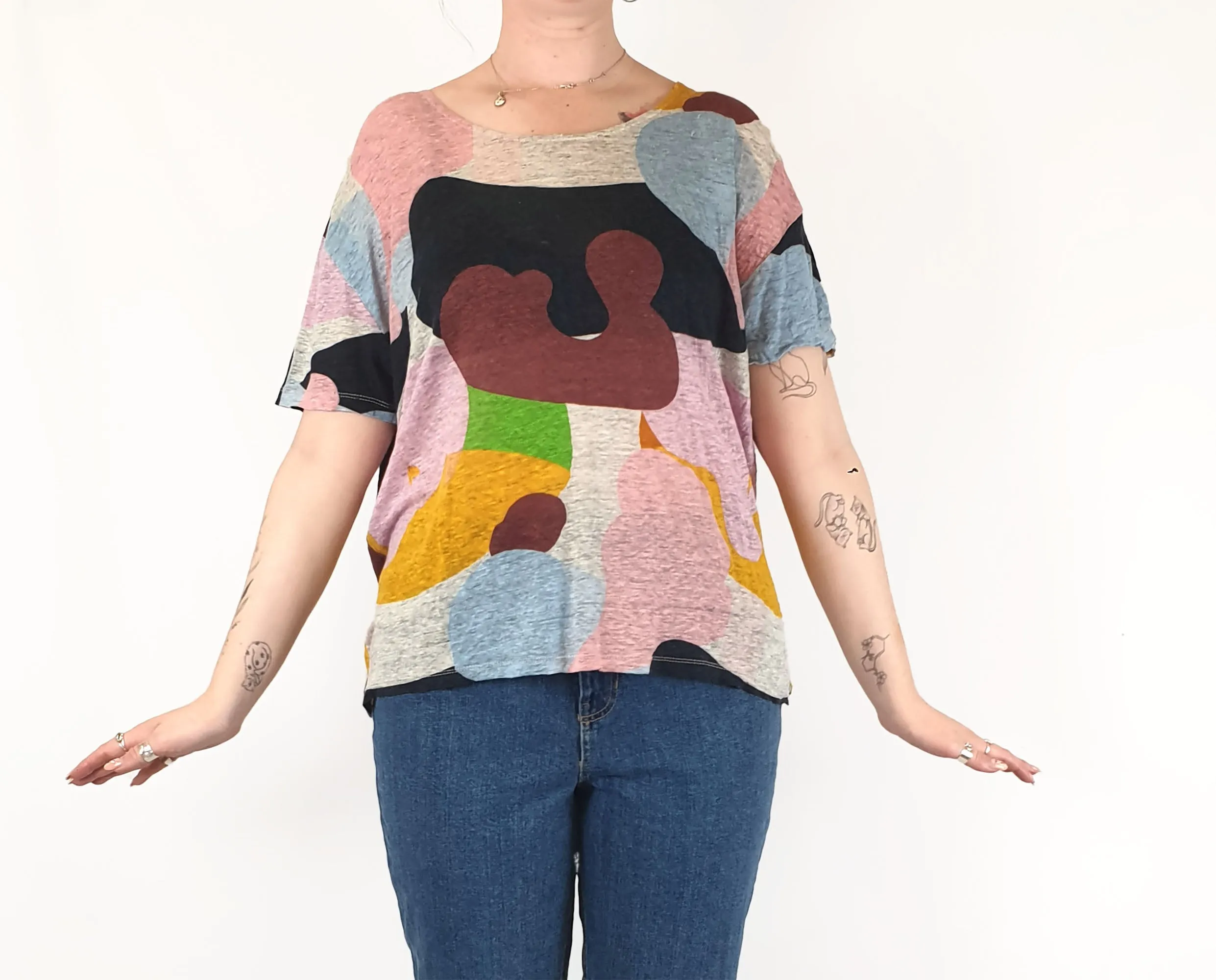 Gorman   Katie Eraser colourful linen top size 12
