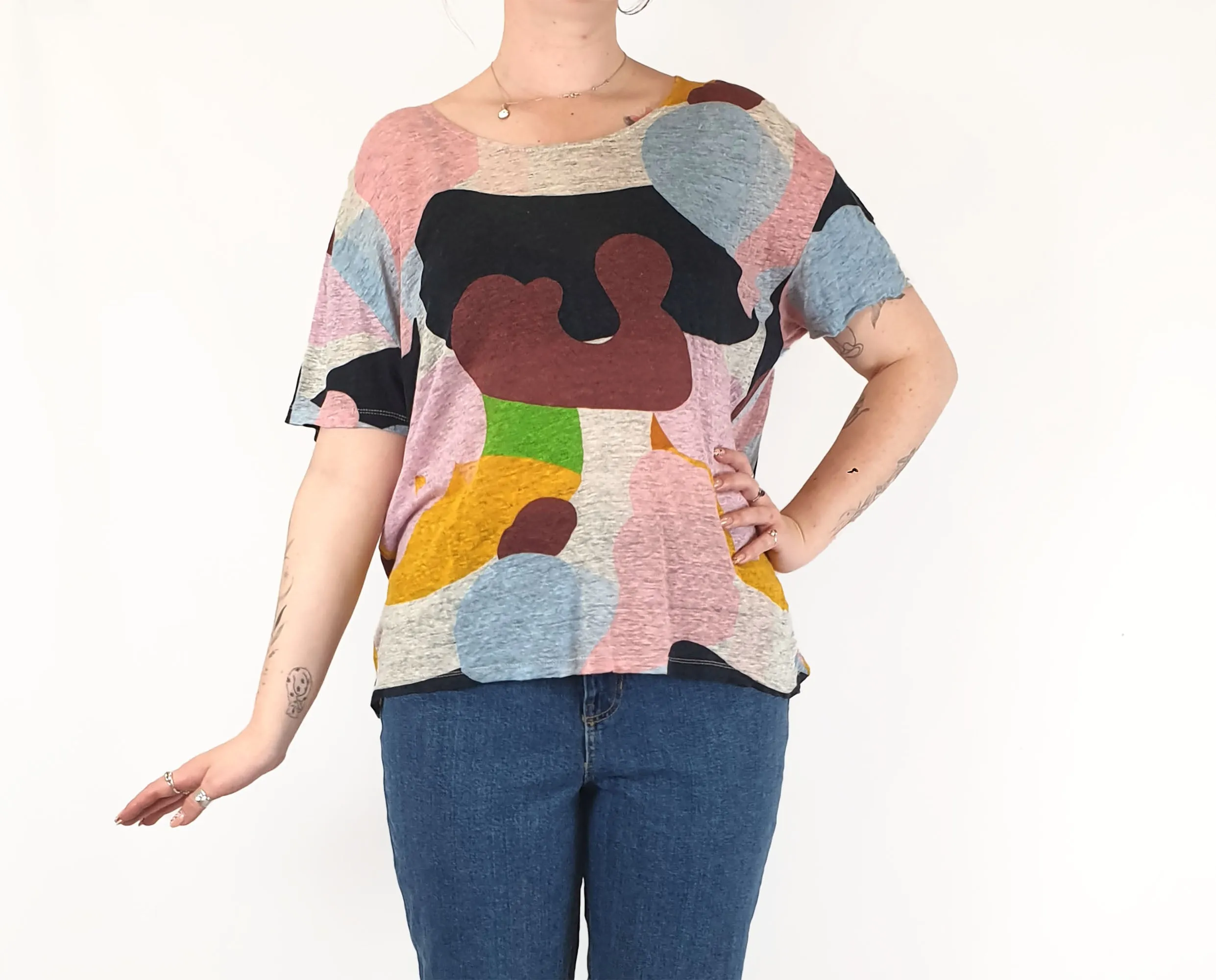 Gorman   Katie Eraser colourful linen top size 12