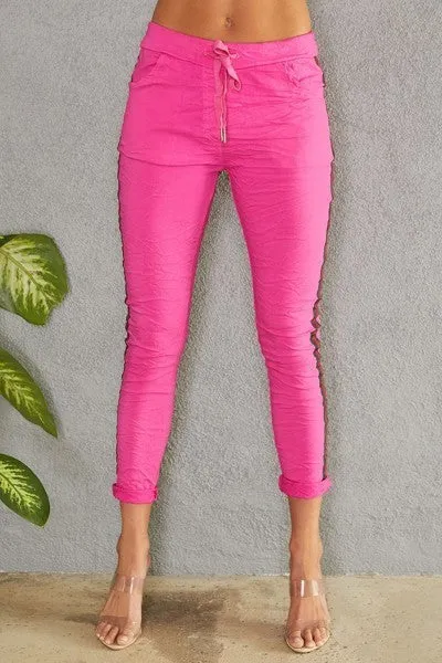 Green Red Ribbon Side Stripe Jogger Fuschia
