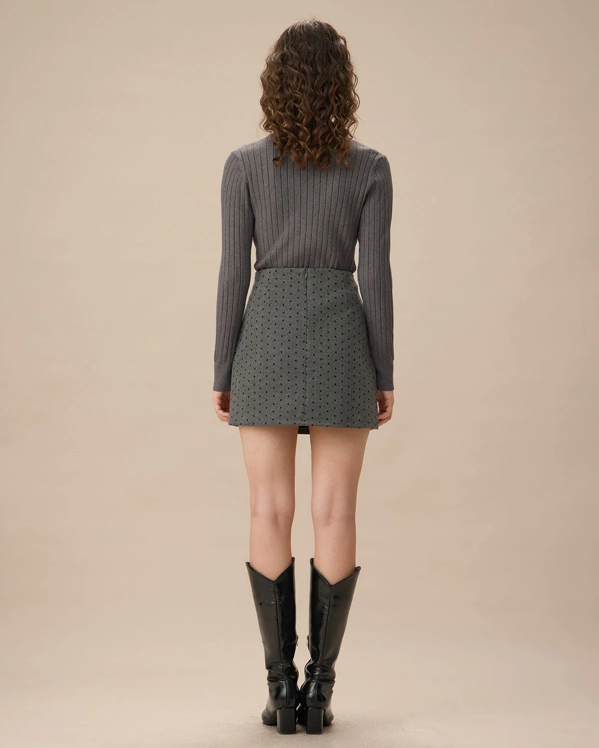 Grey V-Neck Single-breasted Cardigan