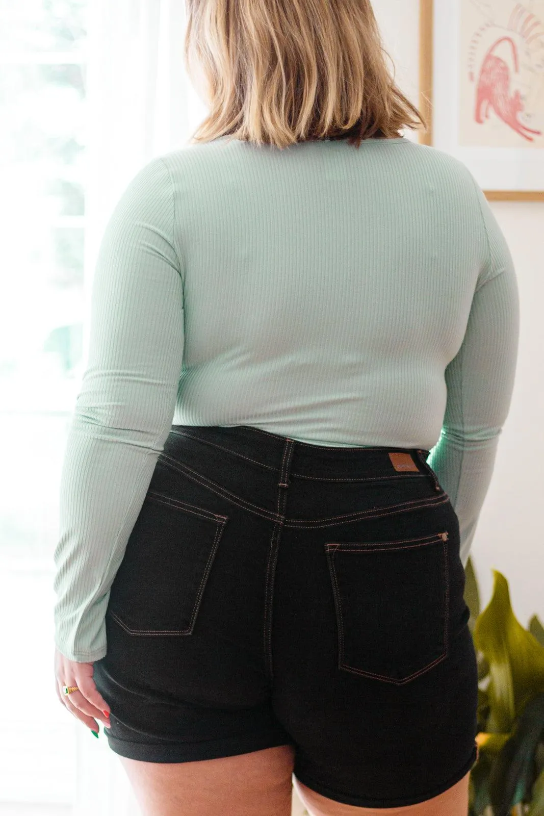 Hazel Blues® | Count On Me Ribbed Bodysuit in Sage