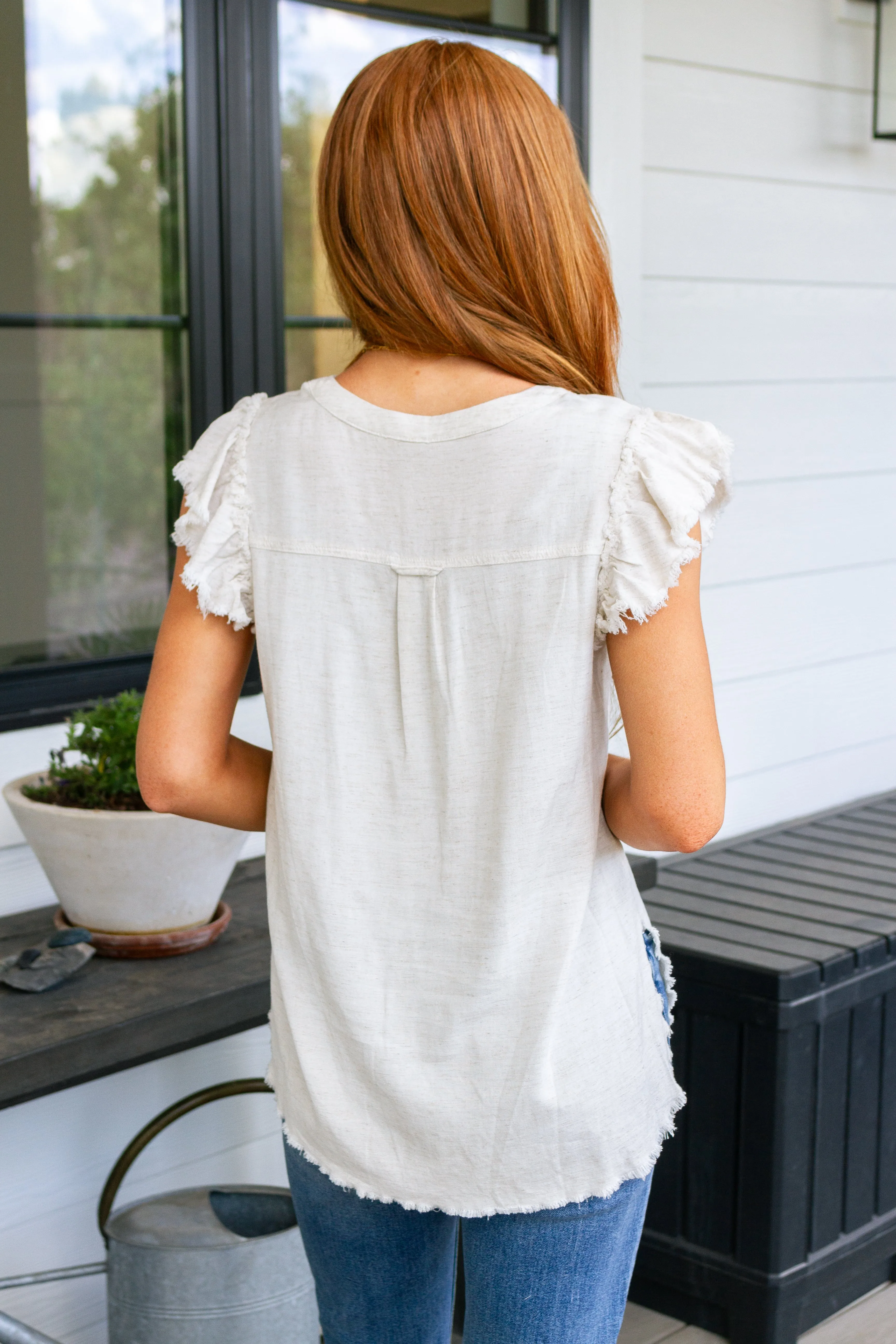 Hazel Blues® |  Keep Me Posted Ruffle Detail Blouse