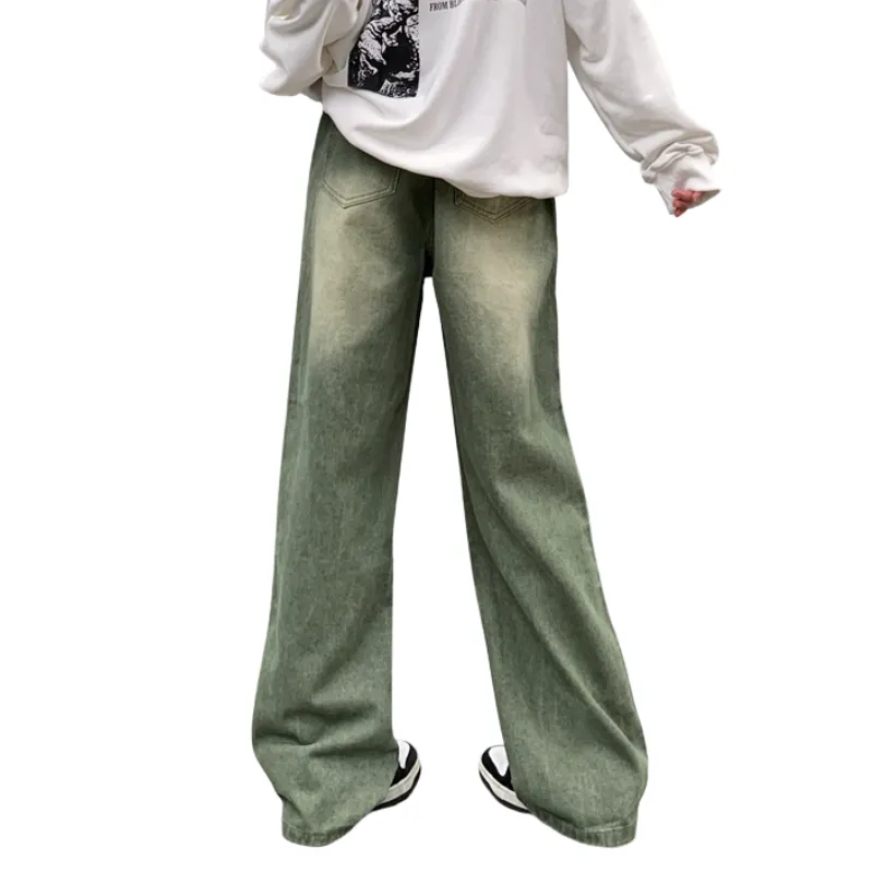 High Street Embroidery Straight Washed Jeans
