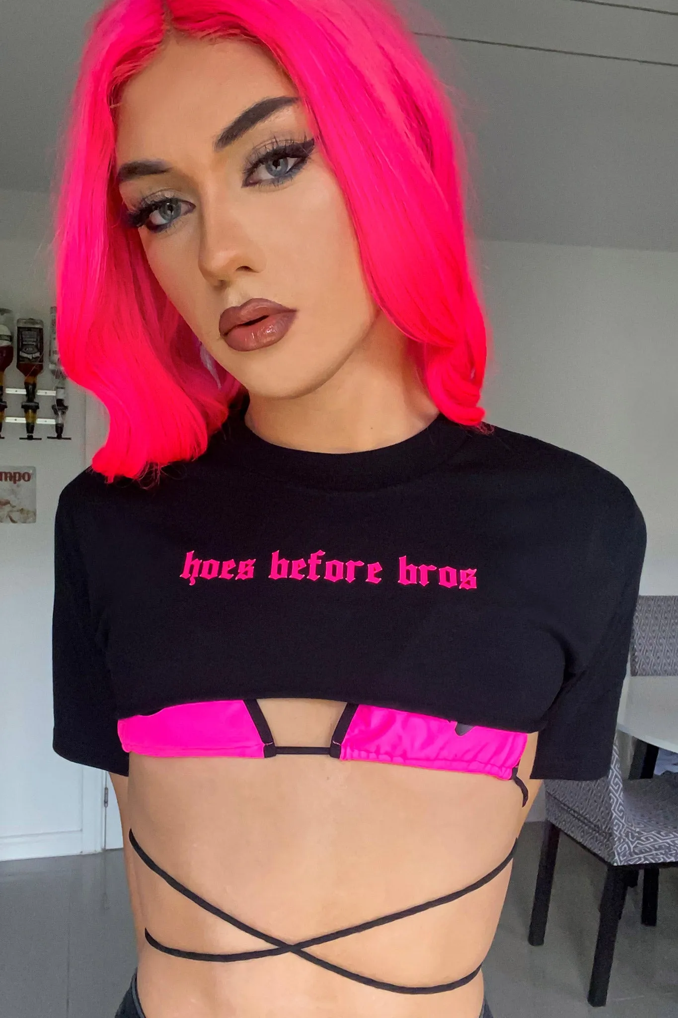 Hoes Before Bros Crop Tee