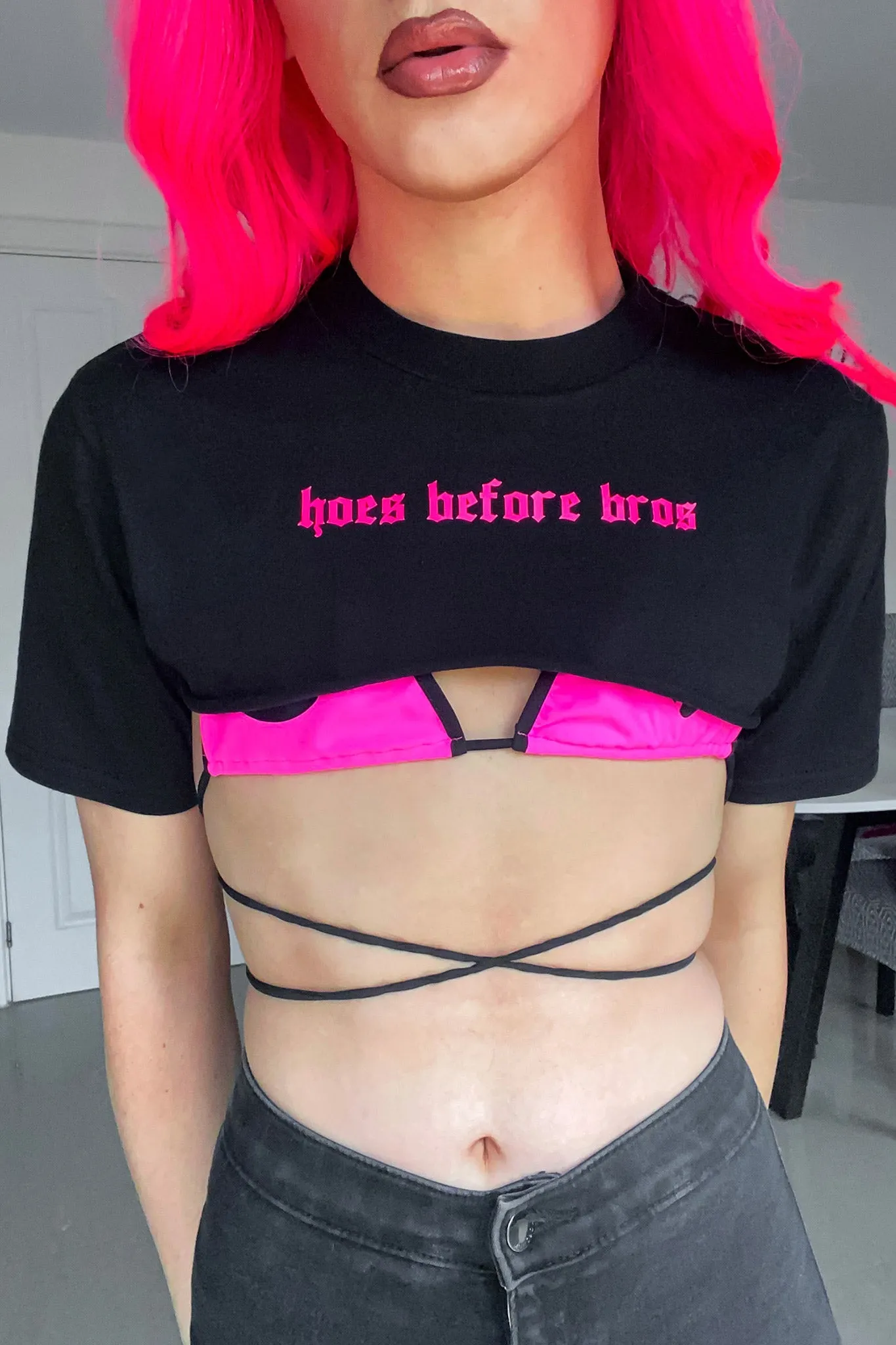 Hoes Before Bros Crop Tee