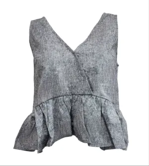 HoodLamb Women's Black August V-Neck Sleeveless Hemp Top 420 NWT