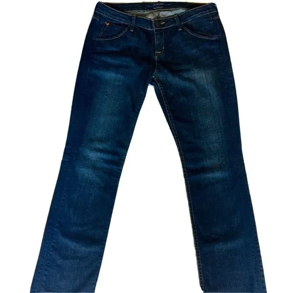 Hudson Women's Jeans Size 28 Dark Wash Signature Straight Low Rise Made In USA‎