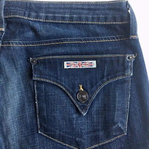 Hudson Women's Jeans Size 28 Dark Wash Signature Straight Low Rise Made In USA‎