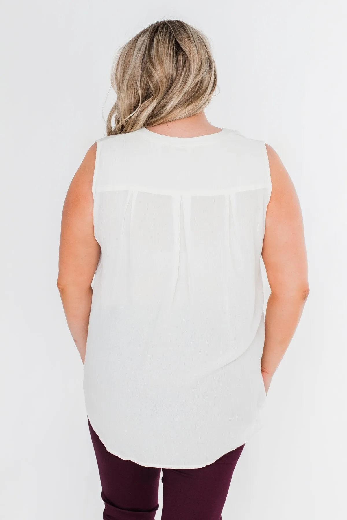 I Love Everything 3 Button Top- Ivory